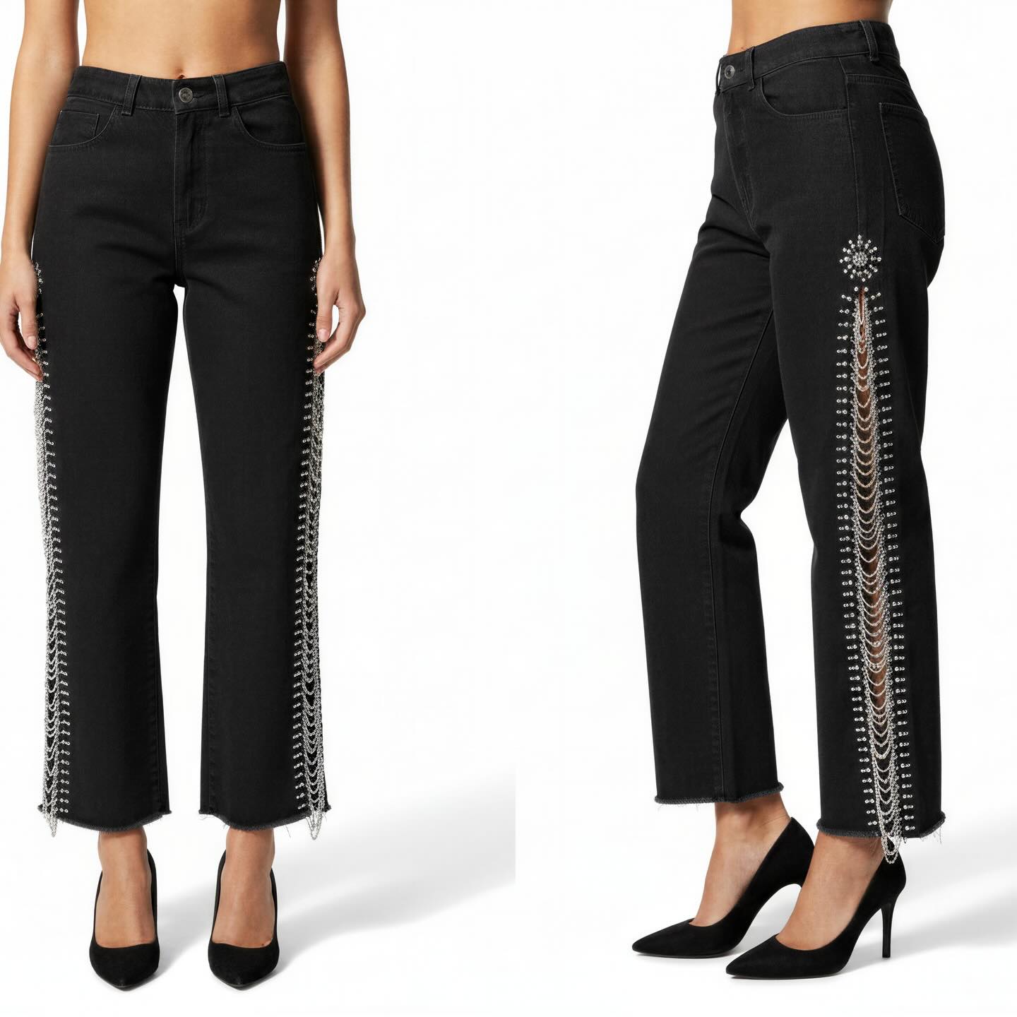 Jean negro sparkle calados